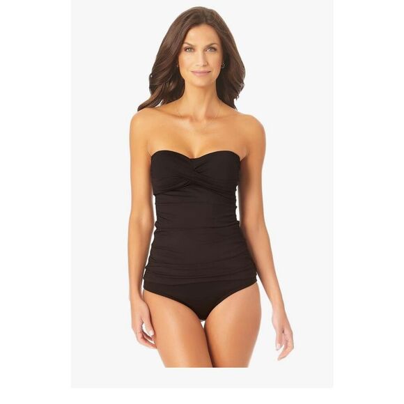 Anne Cole Live in Color Twist Front Bandeau Tankini Top size M - Picture 1 of 6